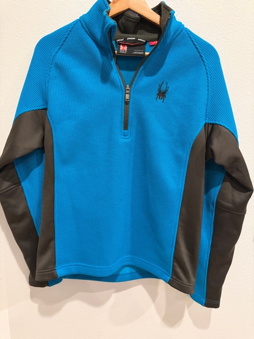Spyder Men’s Turquoise and Black Quarter-Zip Performance Sweater